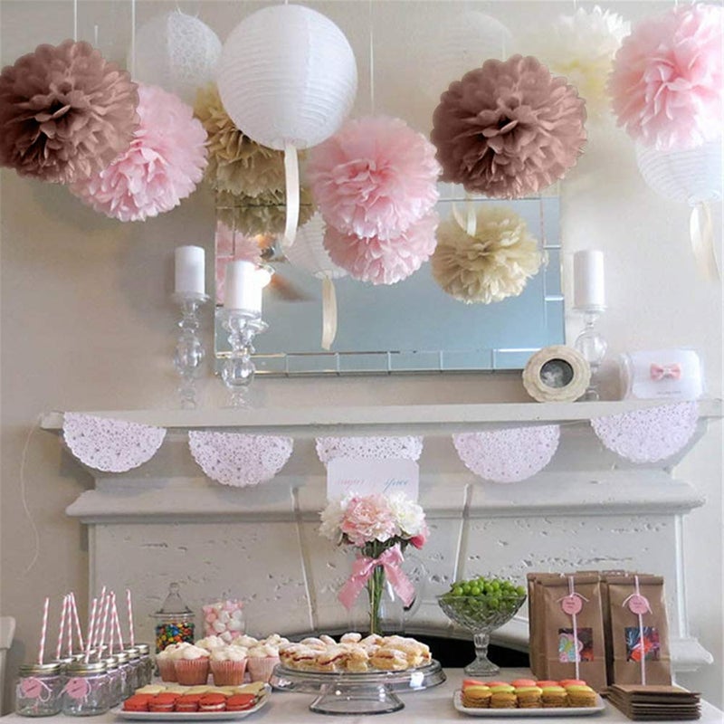 Binpeng Paper Pom Poms Hanging Paper Flower Ball Wedding Celebrations Decorations Outdoor Decoration Flowers Craft for Birthday Party (Gray 6PCS) - Image 5